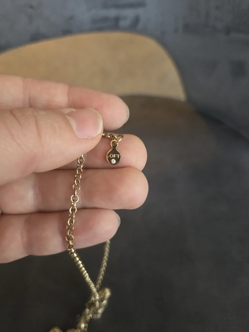 LOFT Gold Tone Multi Pastel Faux Stone Crystal Station Charm Necklace 19